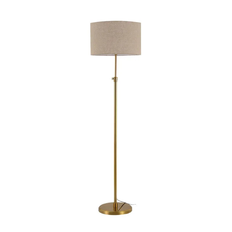 Lampadaire art déco en laiton et abat-jour en lin — Cannelle