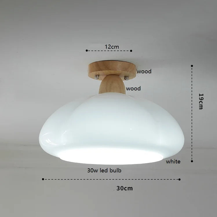 suspension citrouille verre led style japonais vintage bois