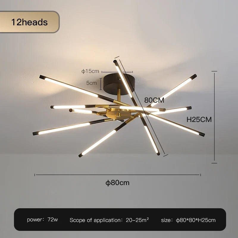 lustre design en forme de bâton avec luminaires led