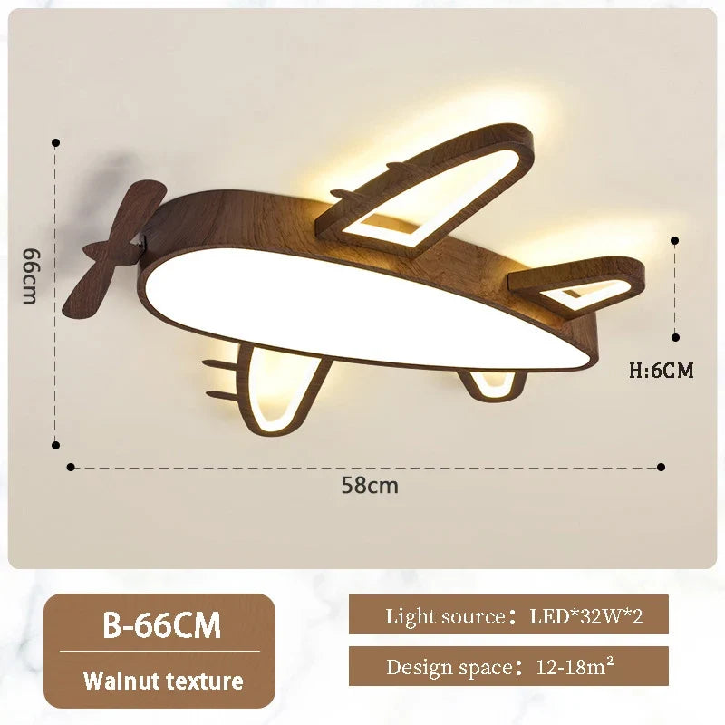 plafonnier avion en bois et fer pour chambre d'enfant