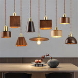 Nordique moderne suspension LED luminaire en laiton en bois Loft cuisine île lampe suspendue décoration de la maison éclairage Suspension Design
