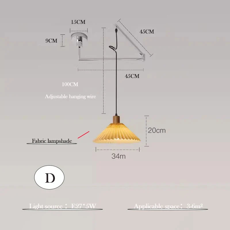 lustre minimaliste extensible rotatif avec bras pivotant pliable