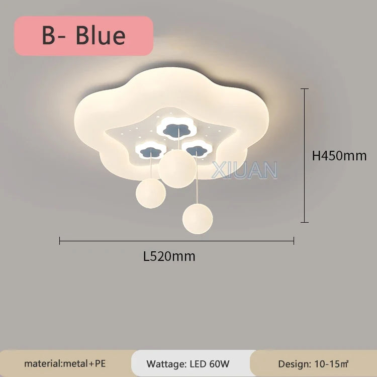 Full Spectrum Pink White Cloud Ceiling Lamps with Hanging Ball AC220V Nursery School Children Bedroom Kids Room Chandelier Light