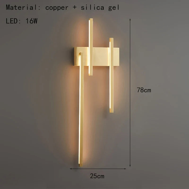 applique murale led minimaliste moderne en laiton