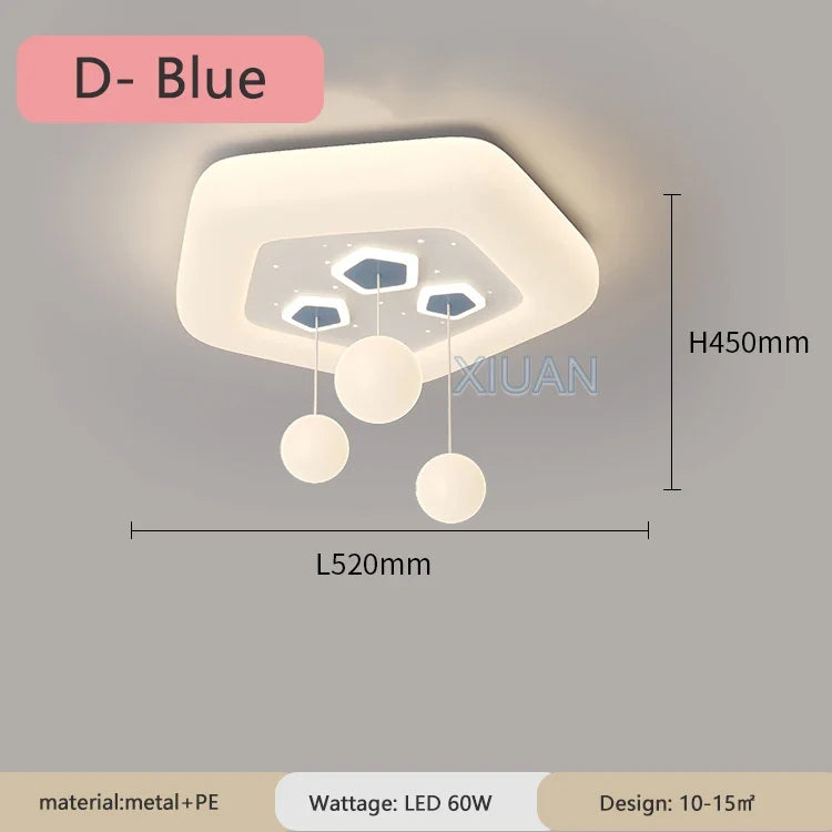 Full Spectrum Pink White Cloud Ceiling Lamps with Hanging Ball AC220V Nursery School Children Bedroom Kids Room Chandelier Light