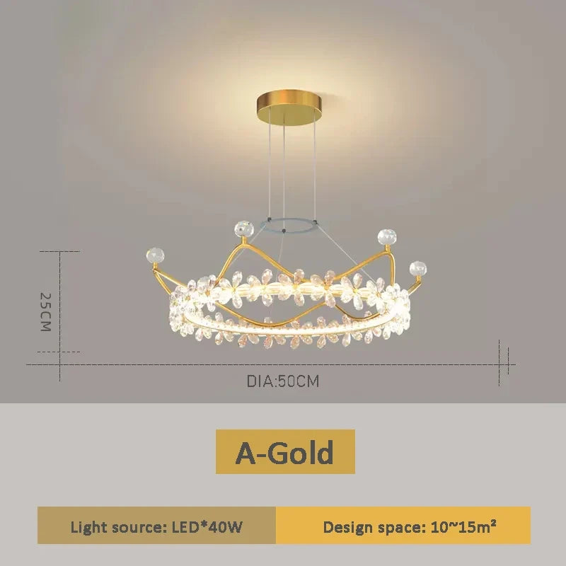 lustre en cristal couronne d'or pour décoration enfant étoile luxueuse