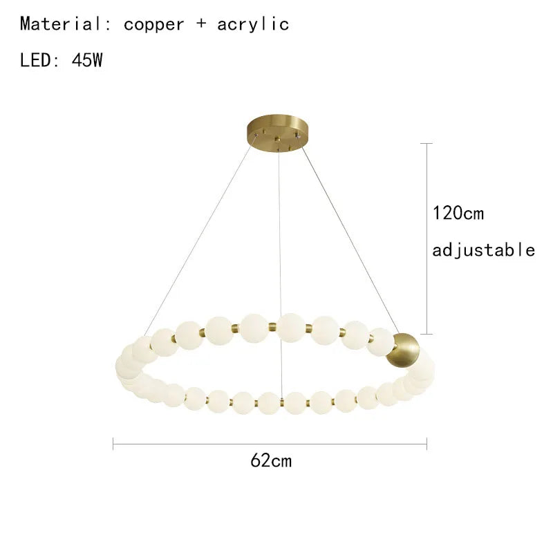 suspension à led ronde en laiton réglable pour divers espaces