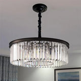 lustre rond en cristal design suspendu en verre transparent