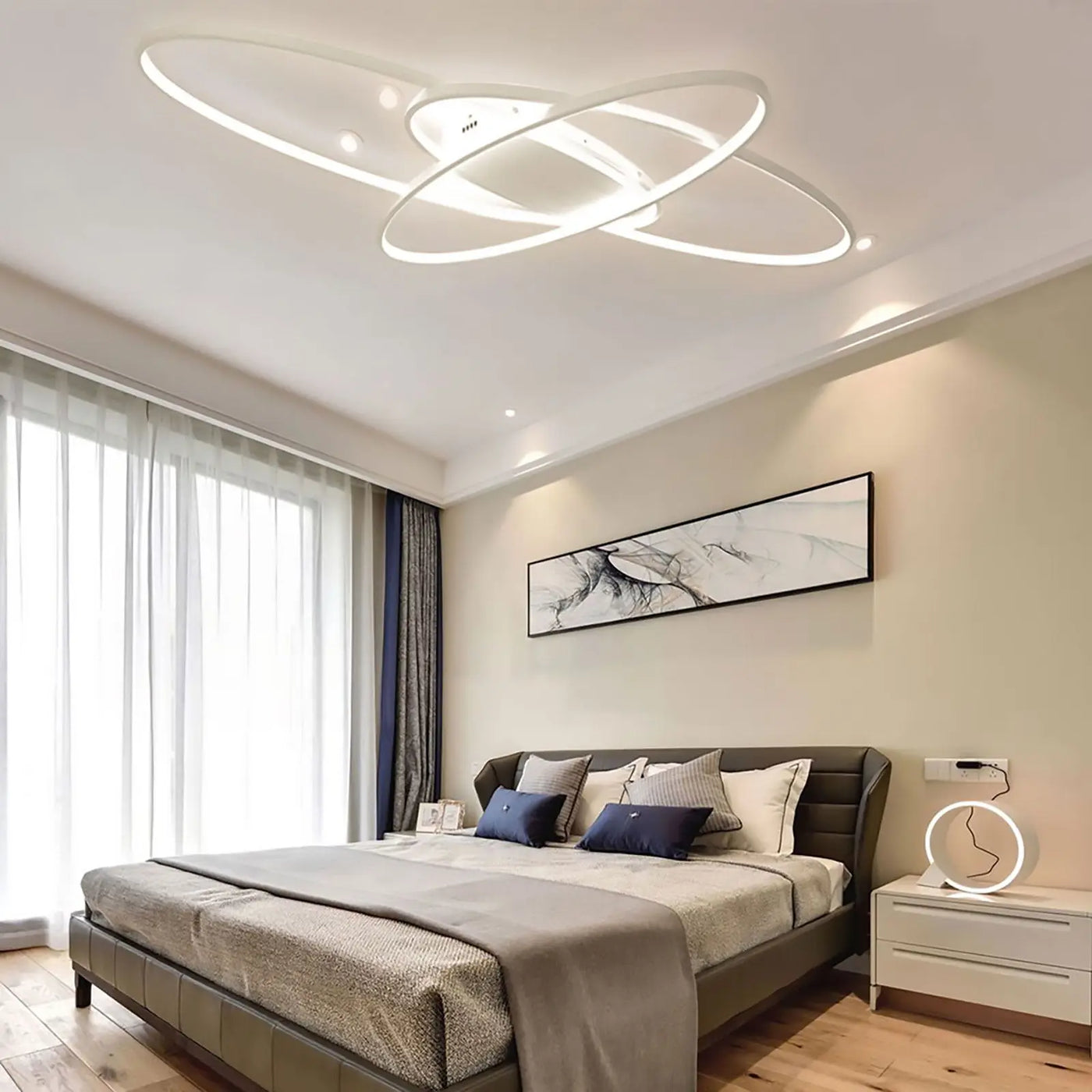 plafonnier led décalé 3 ellipses télécommande