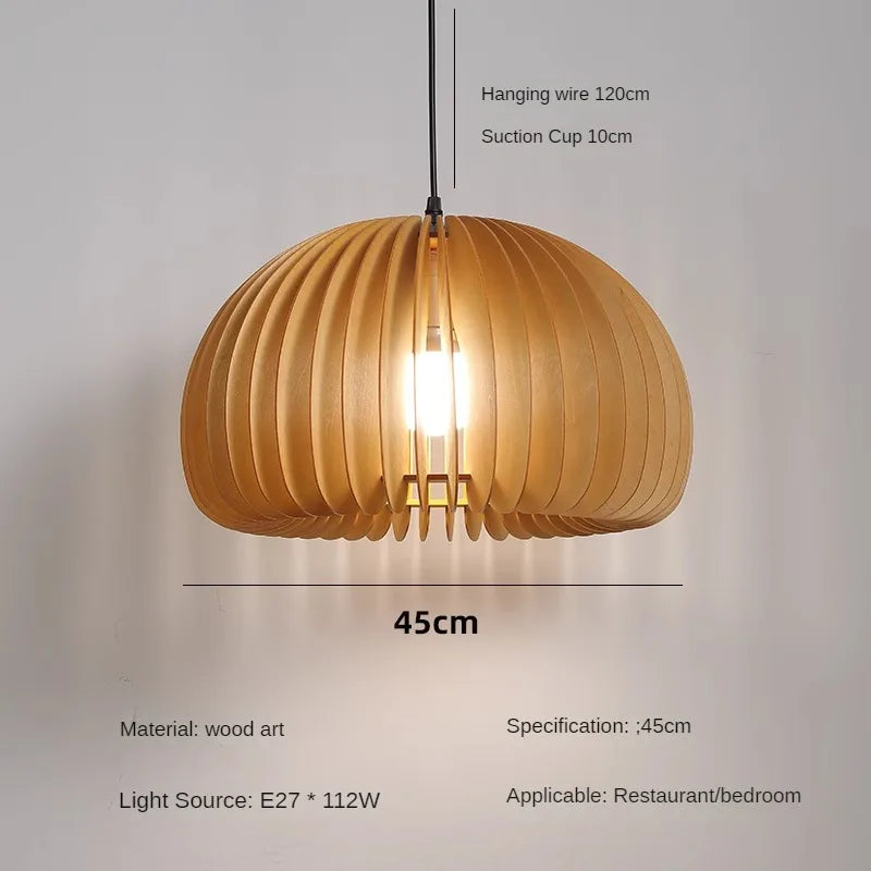 lustre en bois de style japonais rétro pour décoration créative