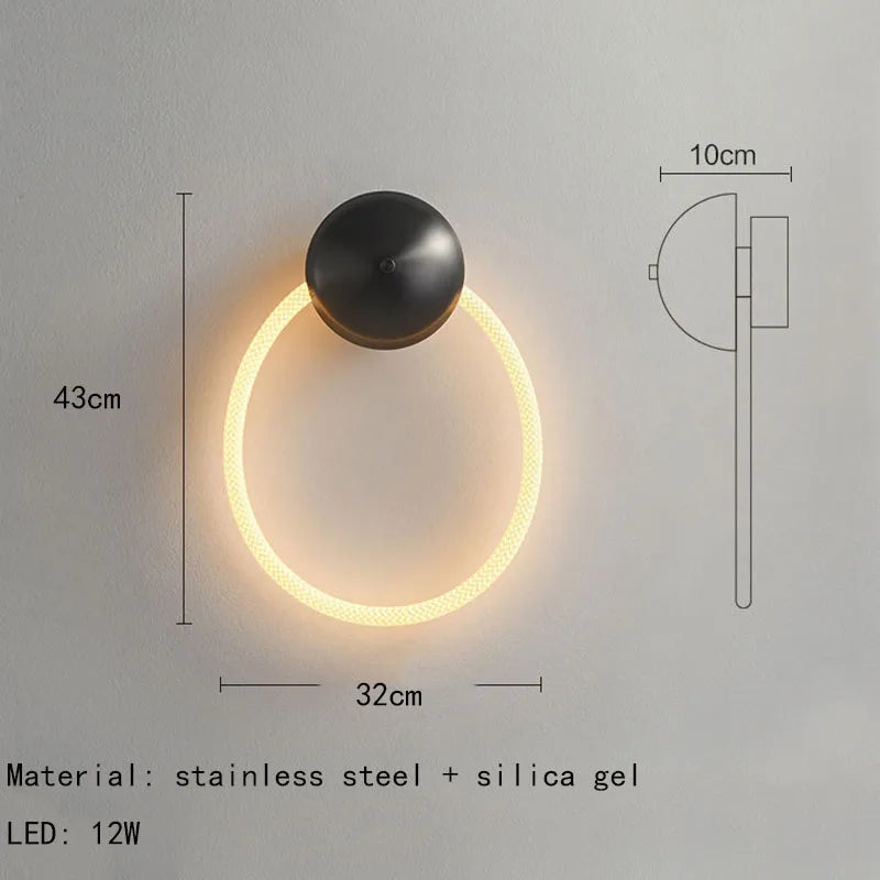 applique murale led en silicone anneau 3000k créative distinctive