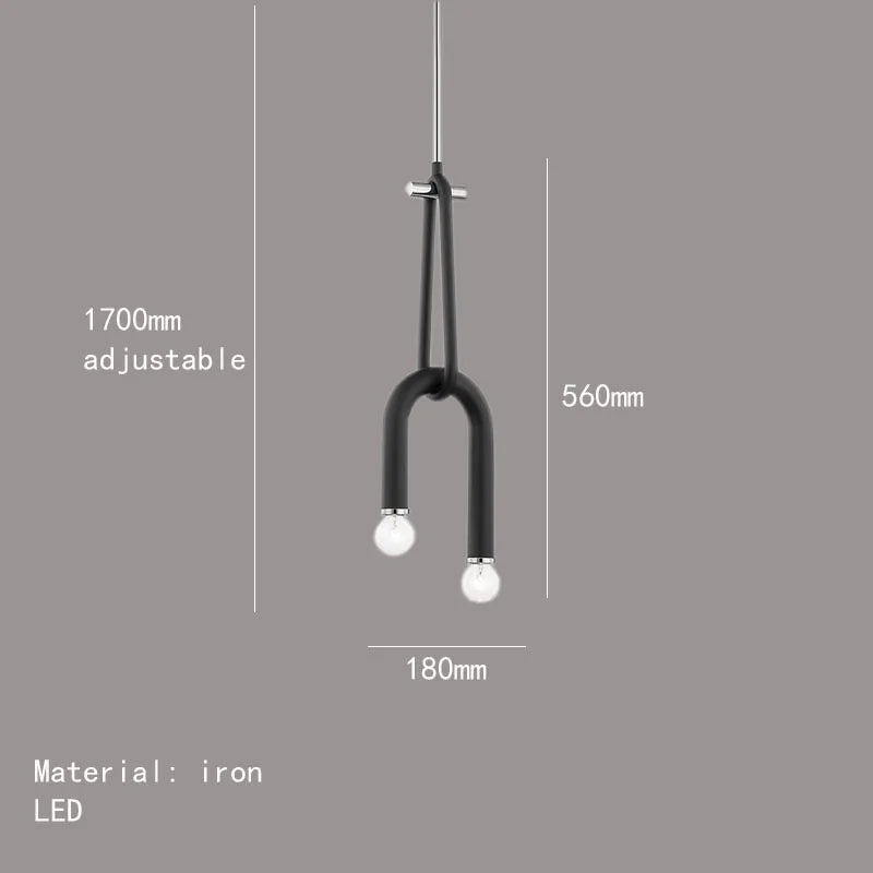 lustre créatif à 2 ampoules hauteur réglable en métal
