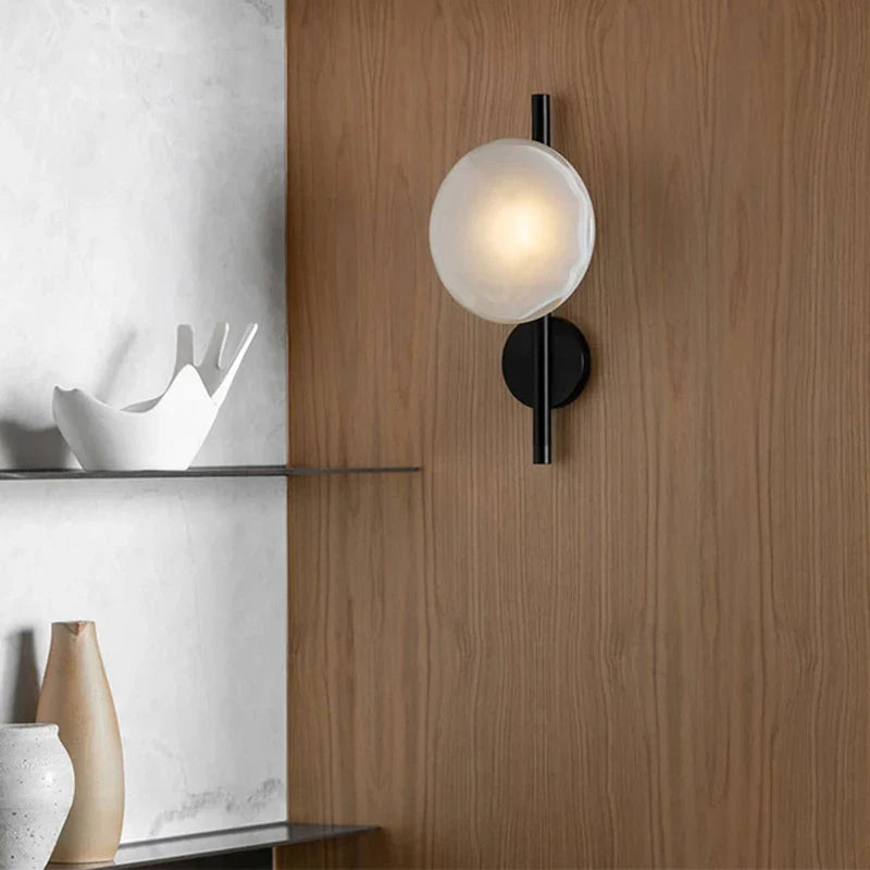 applique murale nordique en verre transparent avec lampe en métal
