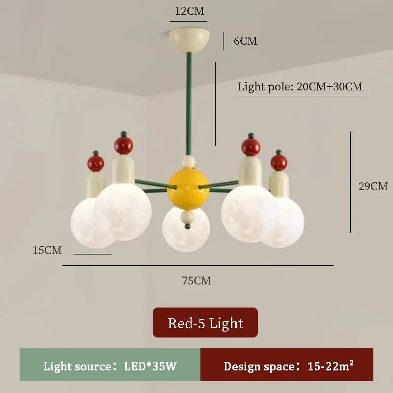 lustre moderne pour chambre d'enfants design nordique lumineux et coloré
