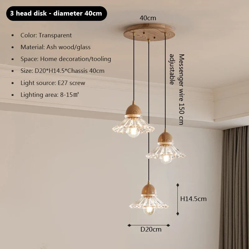 lustre nordique moderne en bois et verre led japonais