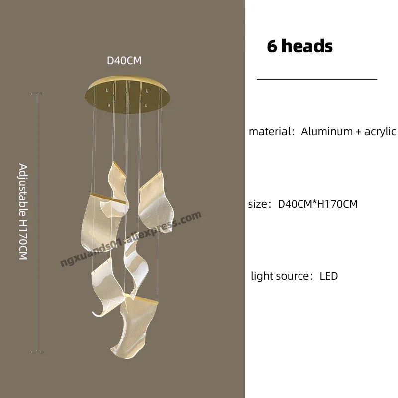 suspension moderne à led design éclairage acrylique profilé