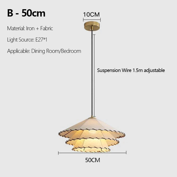 lustre en tissu chinois avec chapeau de paille et lumière led