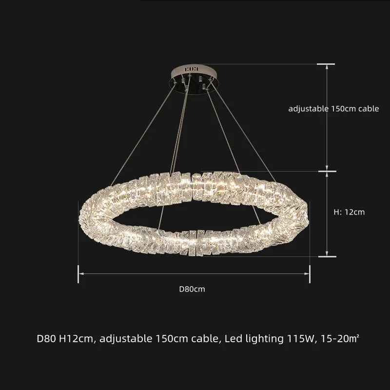 lustre cristal moderne avec télécommande dimmable pour restaurant