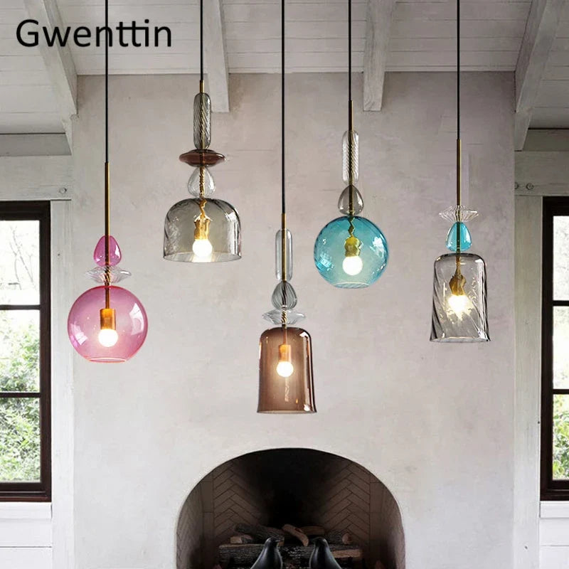 suspension en verre moderne pour décoration intérieure et luminaires