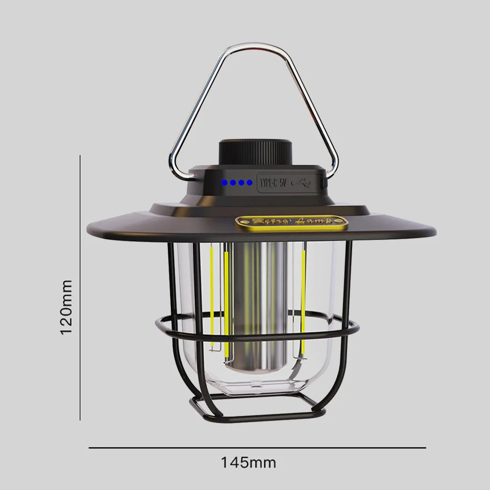 lampe de camping led rétro suspendue étanche avec batterie rechargeable