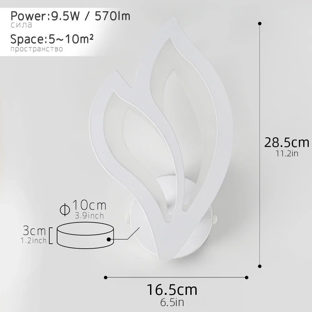 applique murale led moderne en forme de feuille pour éclairage intérieur
