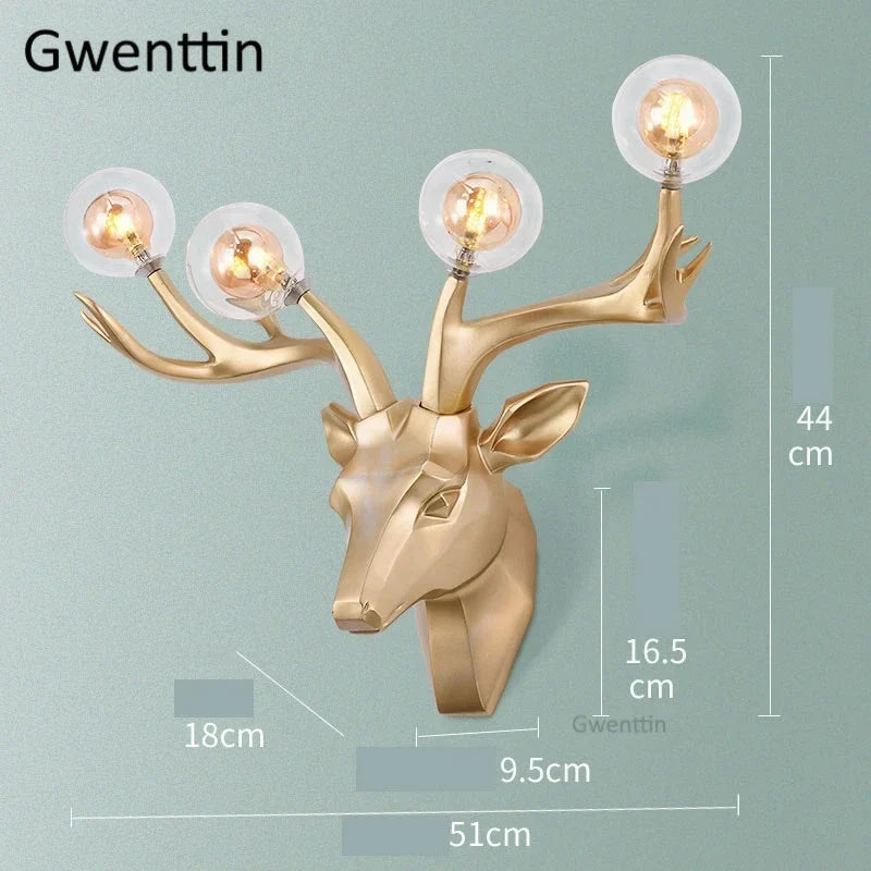 applique murale moderne en résine bois de cerf à led