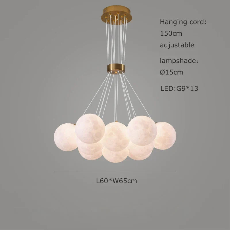 lustre sphérique planète led moderne réglable en hauteur pour décoration