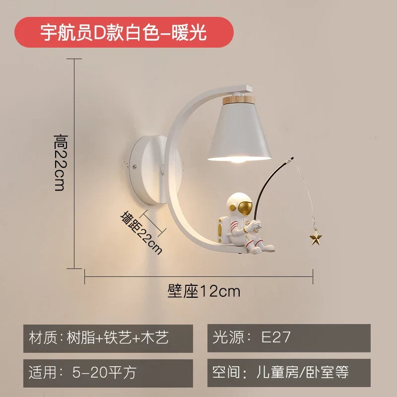 applique murale dessin animé astronaute lampe led pour enfants
