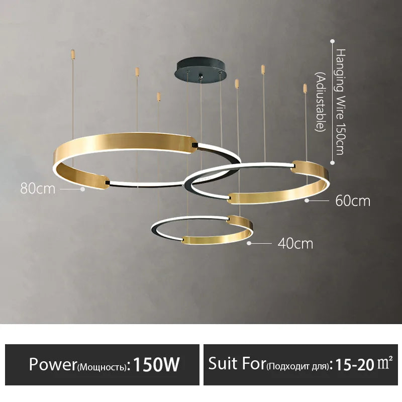 lustre moderne en anneau design pour décoration intérieure