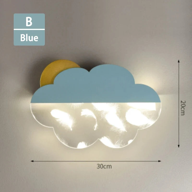 appliques murales nuages en plumes pour décoration enfant