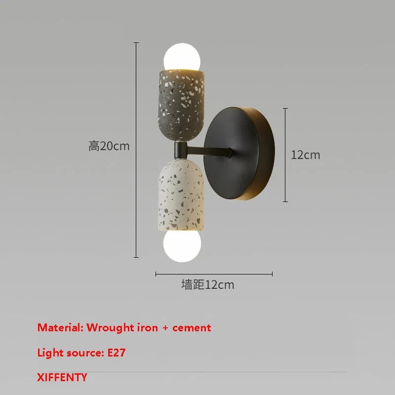 applique murale japonaise en ciment à double tête led