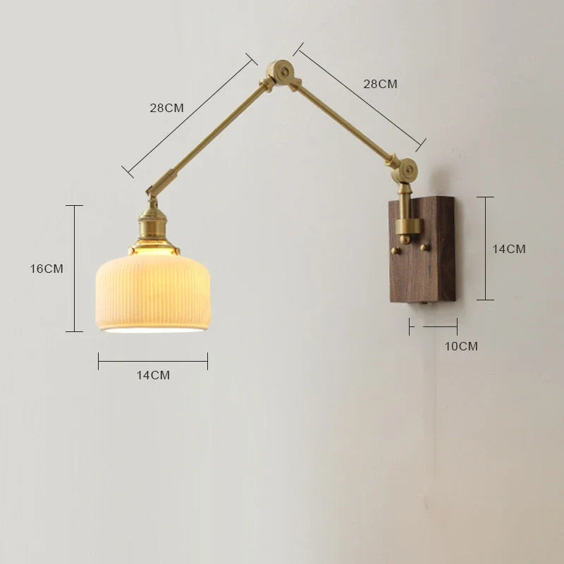 iwhd Applique murale led pivotante en cuivre avec interrupteur à chaîne