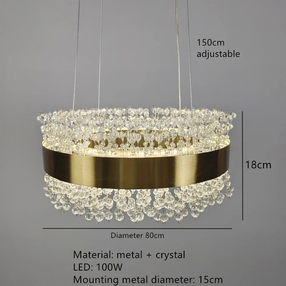 lustre led en cristal moderne hauteur réglable décoration maison