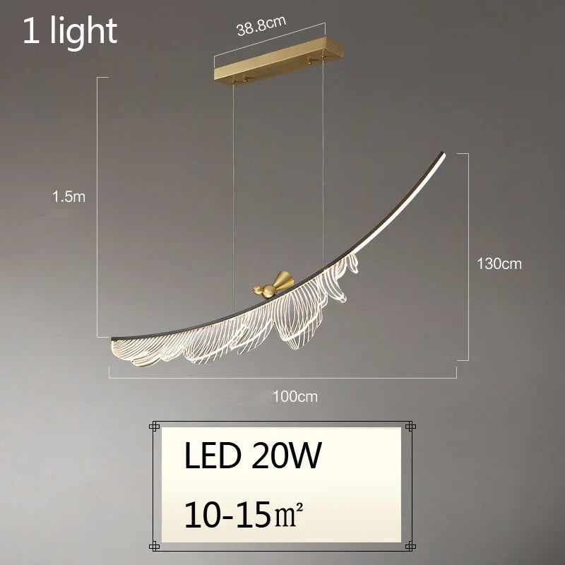 lustre design artistique en plumes et fil métallique ajustable
