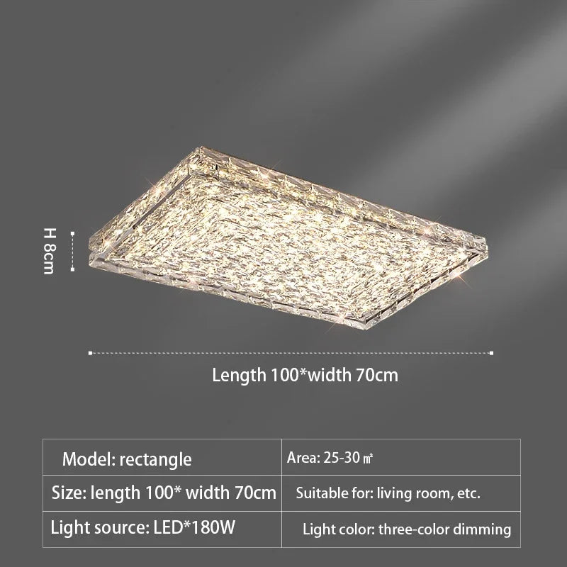 plafonnier led carré en cristal luxe pour décoration intérieure