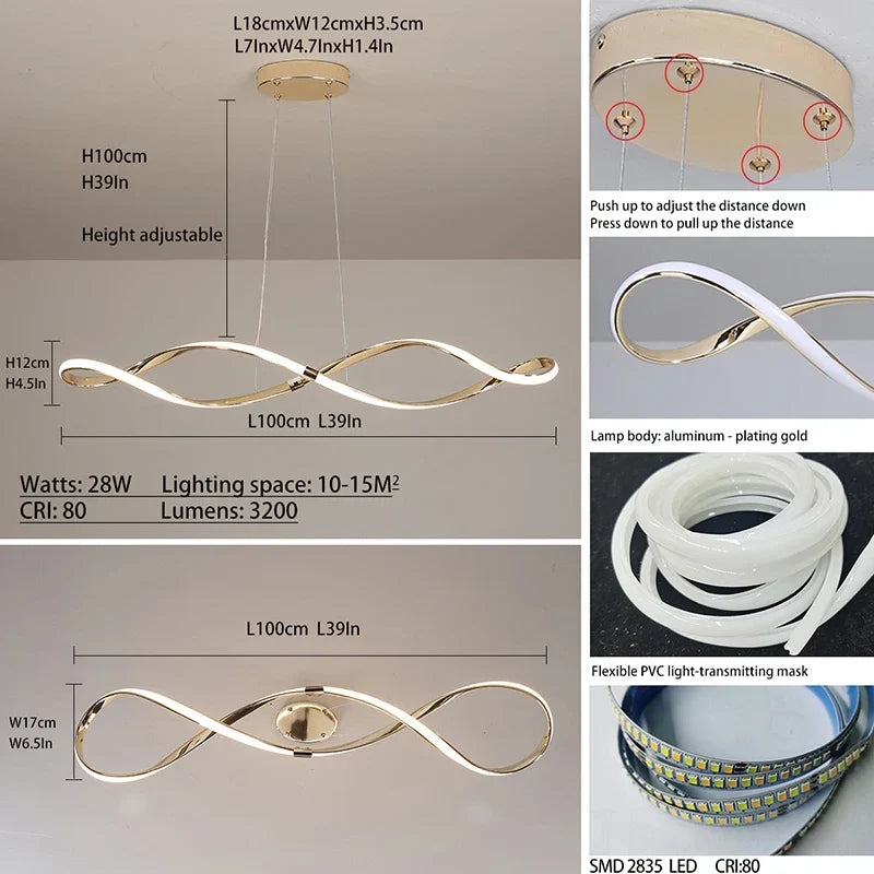 lustre moderne en verre pour éclairage intérieur