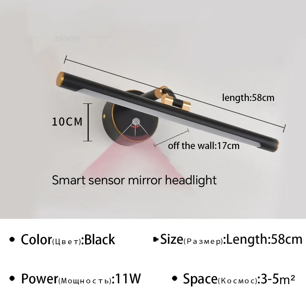 applique miroir à led moderne éclairage minimaliste rétractable intérieur