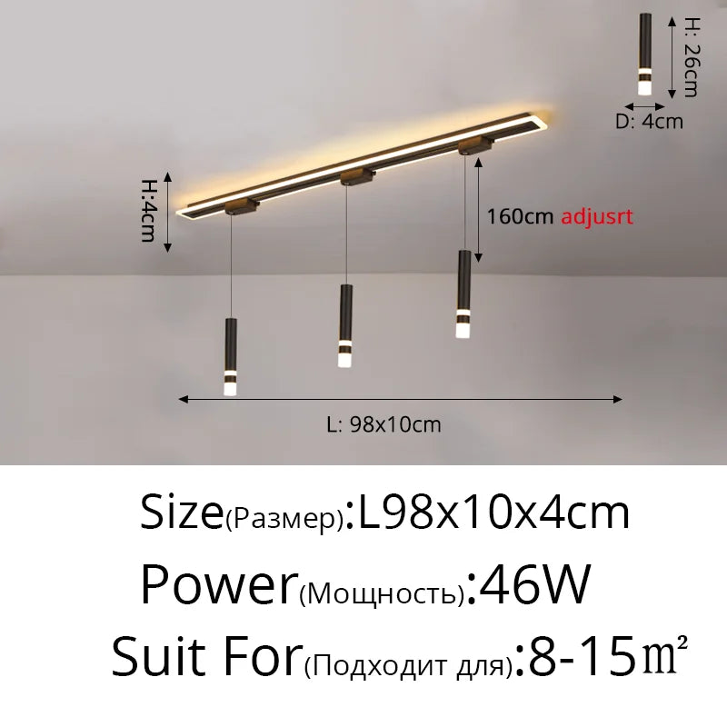 suspension acrylique moderne avec lumière led design épuré