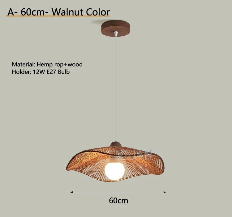 lustre suspendu wabi-sabi en corde de chanvre