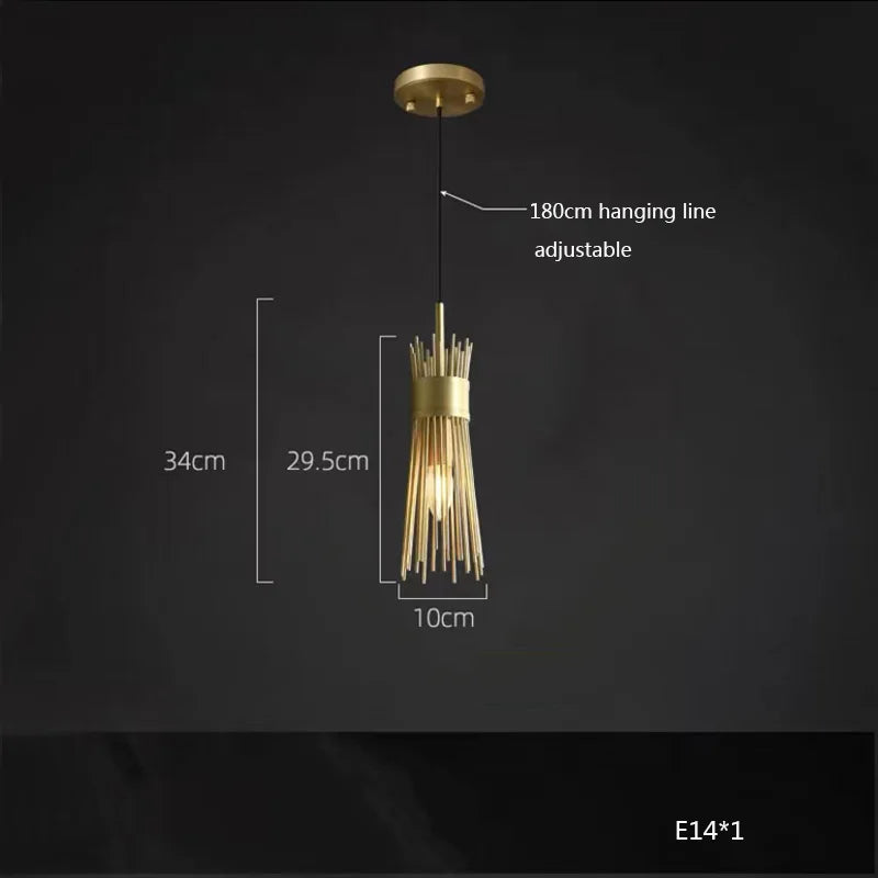 lustre en cuivre plein led décoratif pour maison créatif