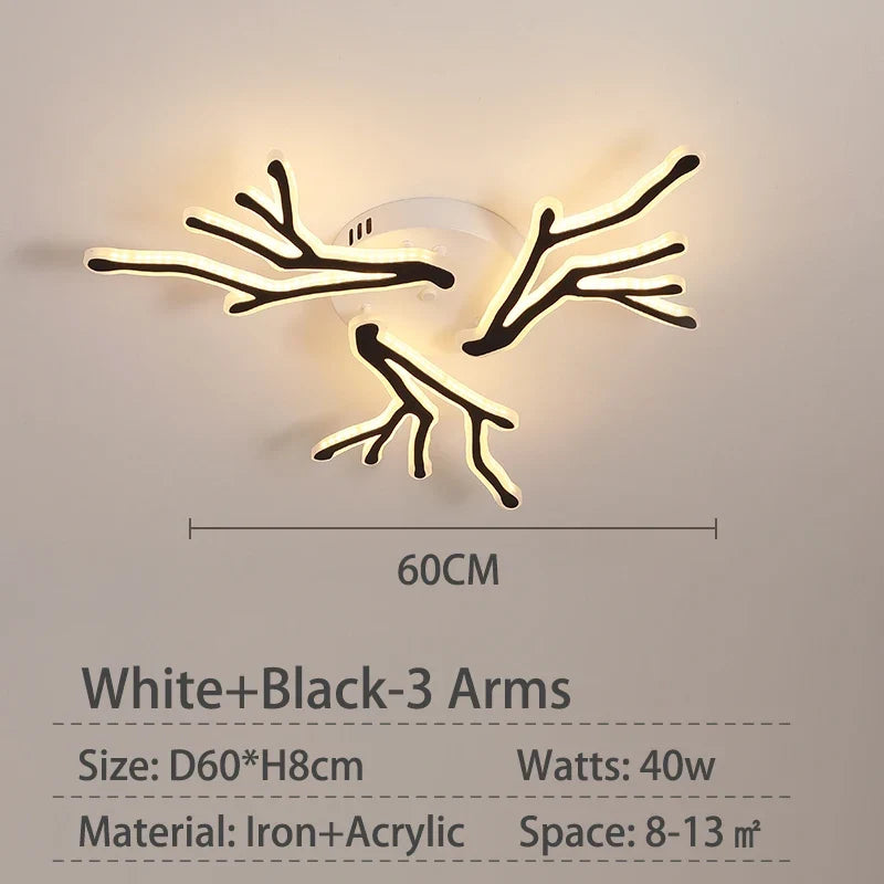 lustre créatif en forme de branche moderne en fer pour décoration intérieure