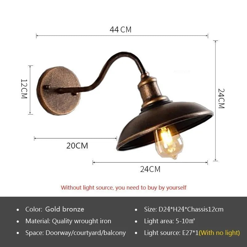 Vintage étanche applique murale lampe extérieure pour balcon porte cour couloir jardin industriel E27 appliques luminaire