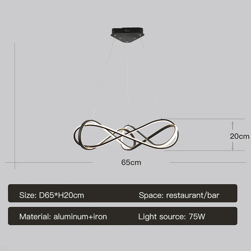 suspension design moderne avec télécommande et courbes élégantes