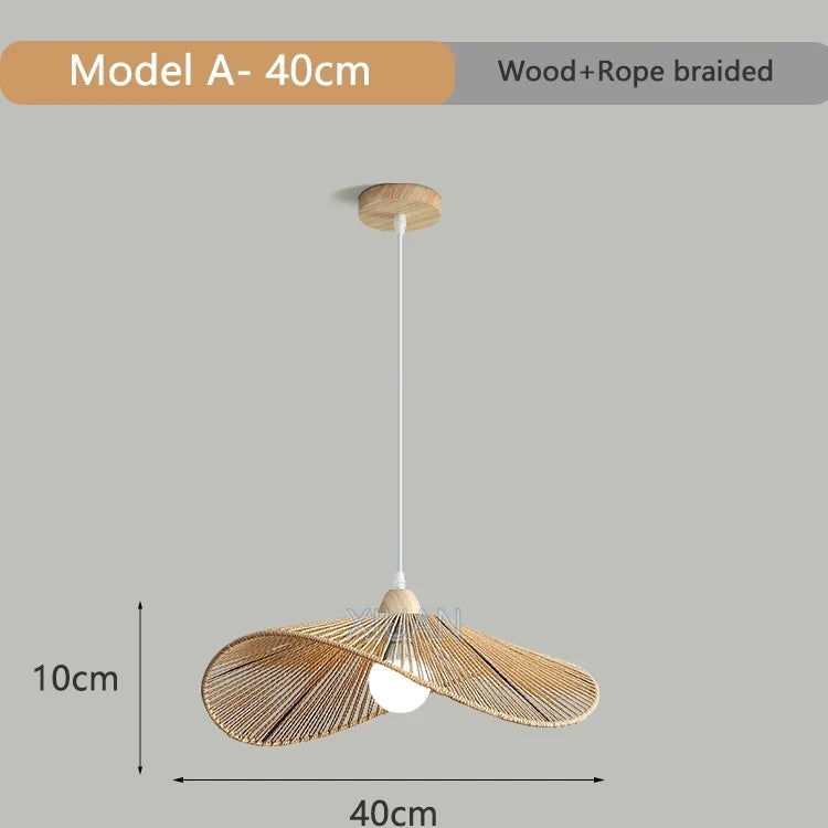suspension japonaise tressée à la main luminaire décoratif en bois