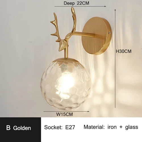 applique murale led rétro boule de verre décorative veilleuse