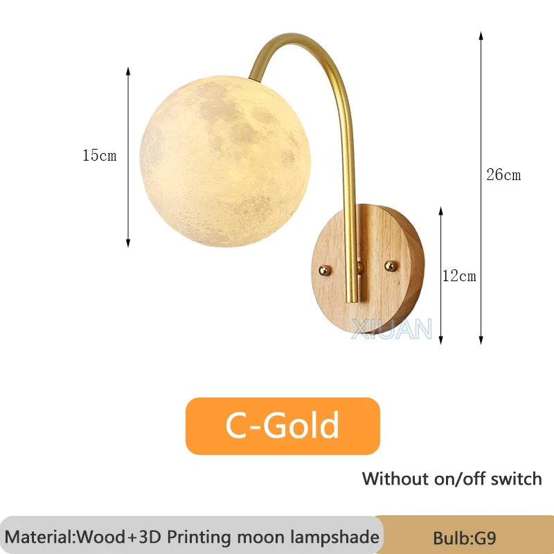 applique murale nordique en bois avec cordon interrupteur design coton