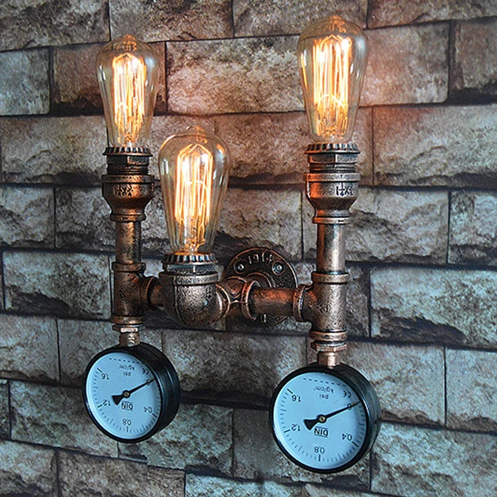applique murale vintage steampunk à tuyau d'eau design industriel