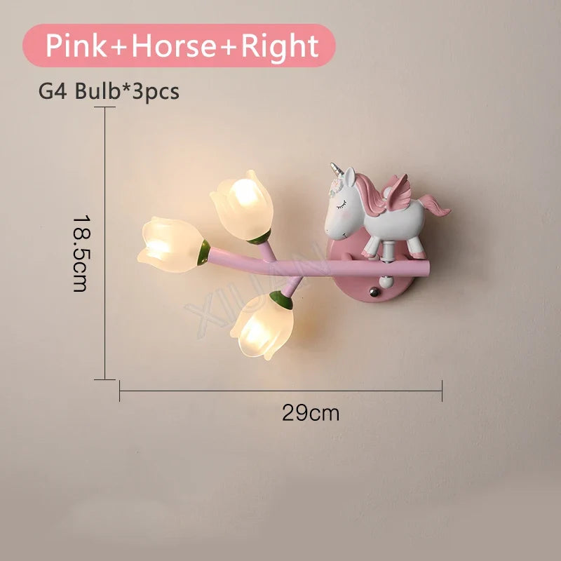 applique murale fille lapin g4 led fleur