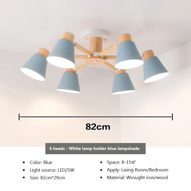 lustre nordique en bois massif éclairage moderne pour hôtel et restaurant