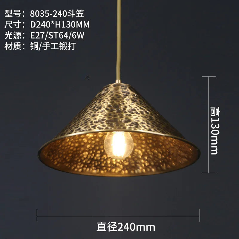 lustre décoratif chinois en cuivre pour ambiance zen